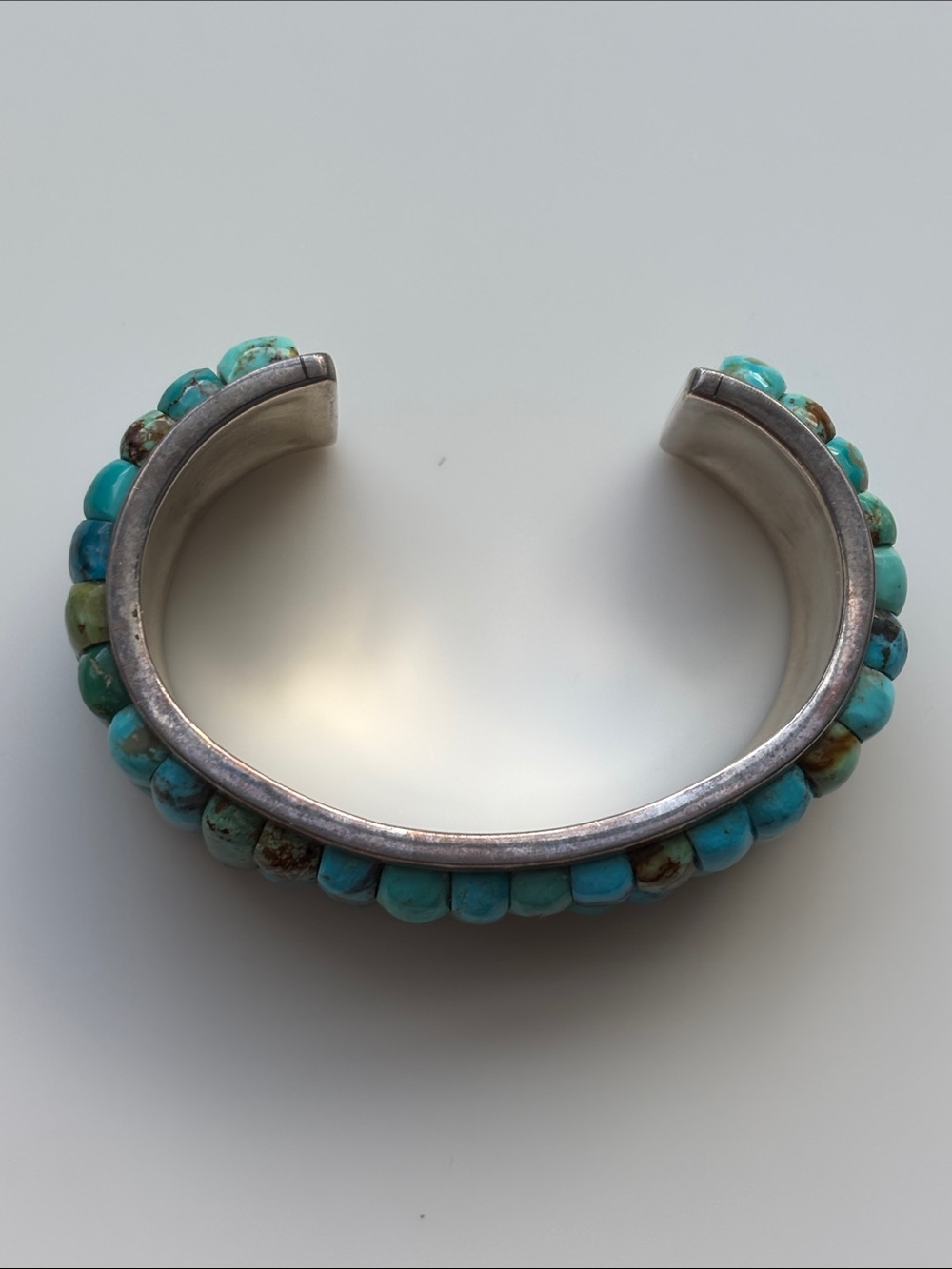 C. Aguilar Sterling Turquoise Inlay Cuff Bracelet - Blue Green - Picture 3 of 4